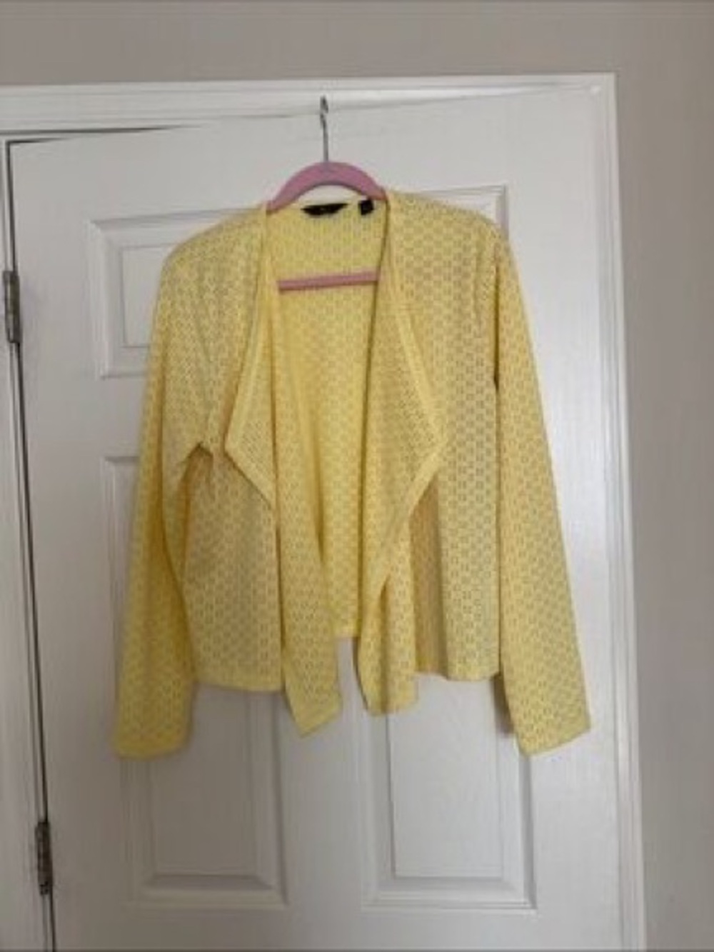 G by Giuliana Pale Yellow Open-Front Knit Blazer
